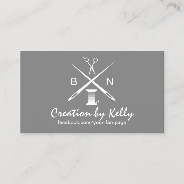 Näherin-nähende Nadeln u. Faden-nobles Silber Visitenkarte (Vorderseite)