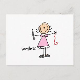 Näherin-Stickfigur Postkarte