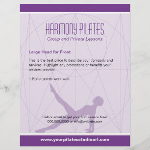 Näherungswert zeichnet lila Pilates Flyer