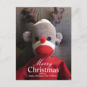 Nahes Ankergesicht des Sockels mit Anthelfen, rot Feiertagspostkarte