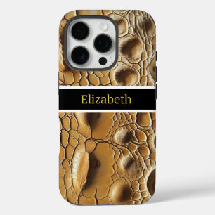 Nahes Aufsetzen der komplexen Snakeskintextur iPhone 16 Pro Hülle
