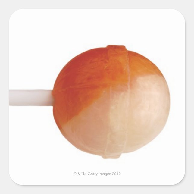 nahes Aufsetzen eines Lollips Quadratischer Aufkleber (Vorderseite)