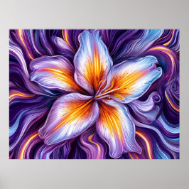 Nahes Auftreffen einer Lilie-Blume Poster