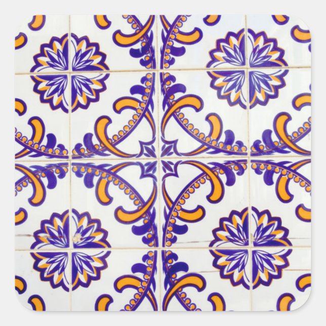 Nahes Fliesenmuster, Portugal Quadratischer Aufkleber (Vorderseite)