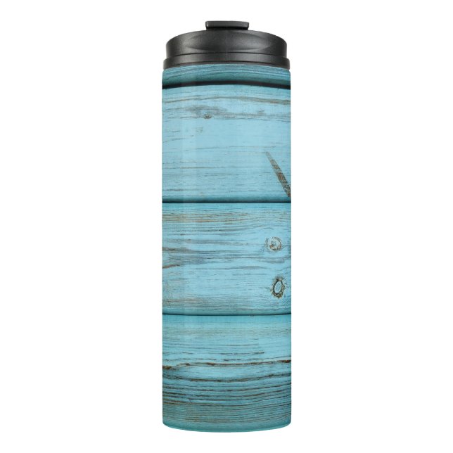 Nahes Foto grüner Planken Thermosbecher (Vorderseite)