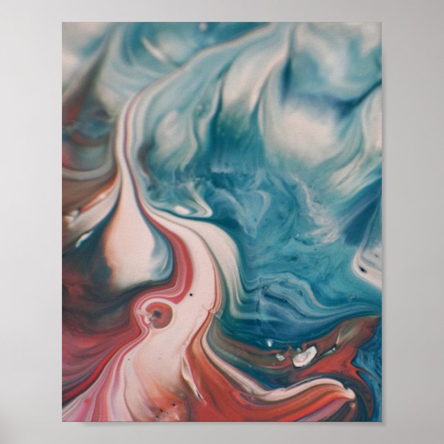 Nahes Foto mit Marmorfarbe Poster (Vorne)