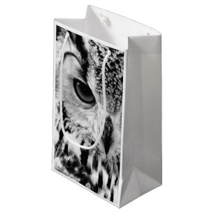 Nahes hohes Porträt der eurasischen Eagle-Eule Kleine Geschenktüte