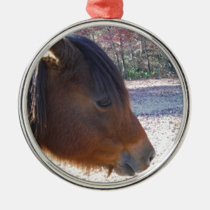Nahes Reitpferd, Little Brown Pony Ornament Aus Metall
