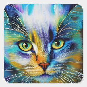 Nahes up of a Colorful Siamese Kitten Quadratischer Aufkleber