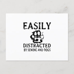 Nähgeschenk Durch Nähen und Hund leicht abgelenk Ankündigungspostkarte