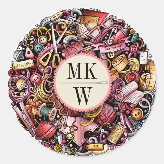 Nähhandschuh Runder Aufkleber (Vorderseite)