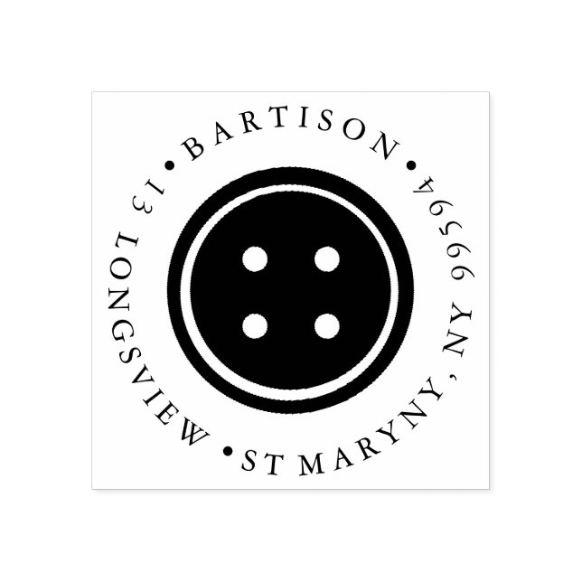 Nähknopf RUNDE RÜCKSENDEADRESSE Gummi Briefmarke Gummistempel (Prägung)