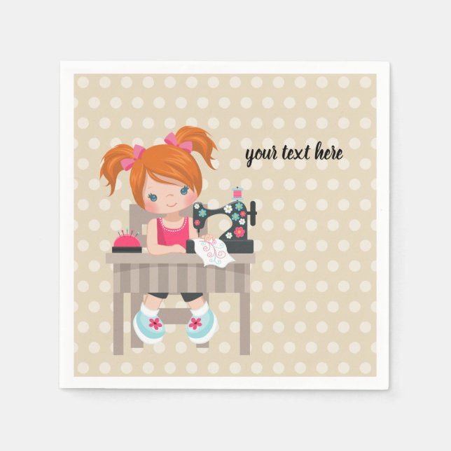 Nähmädchen Serviette (Vorderseite)
