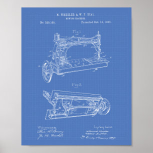 Nähmaschine 1885 Patentart - Blueprint Poster