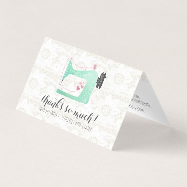 Nähmaschine auf Shabby Chic Spitze Vielen Dank (Vorderseite)