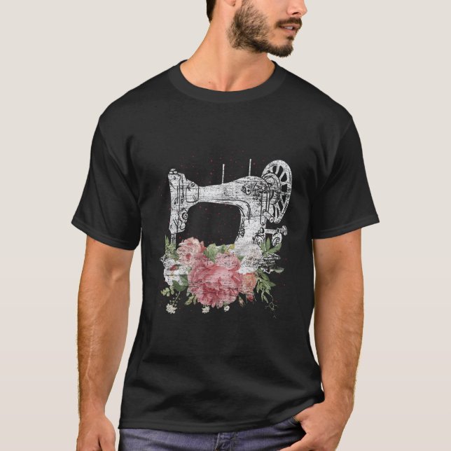 Nähmaschine Blume für gequiltes Abwasser T-Shirt (Vorderseite)