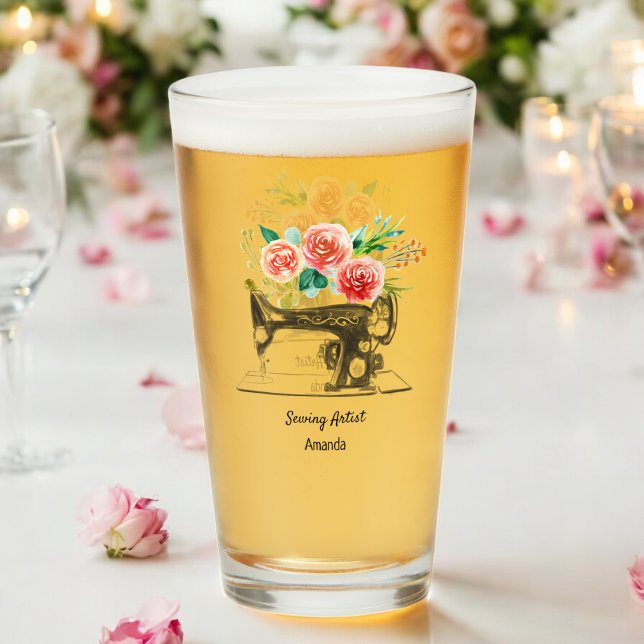 Nähmaschine Crafter Dressmaker Schneiderglas-Cup Glas (Von Creator hochgeladen)