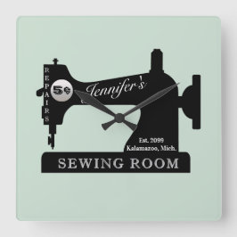 Nähmaschine für Seamstress-Quilternähte Quadratische Wanduhr