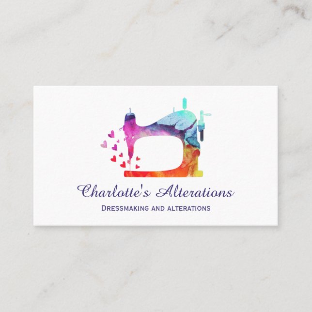 Nähmaschine für Wasserfarben Seamstress Visitenkarte (Vorderseite)