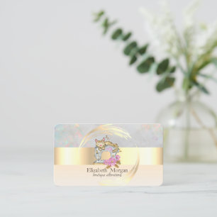 Nähmaschine Goldstreifen Opal Holografisch Visitenkarte