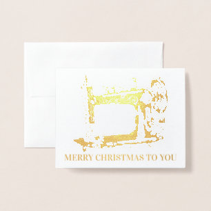 Nähmaschine "handgefertigt" Weihnachten Folienkarte