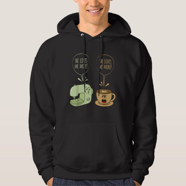 Nähmaschine Kaffeemaschine Funny Sew Quiltres Hoodie (Vorderseite)