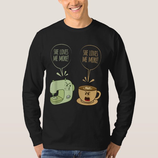 Nähmaschine Kaffeemaschine Funny Sew Quiltres T-Shirt (Vorderseite)