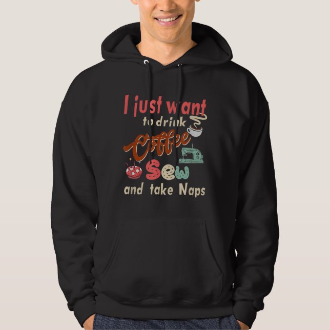 Nähmaschine Kaffeemaschine und nehmen Nickerchen Q Hoodie (Vorderseite)