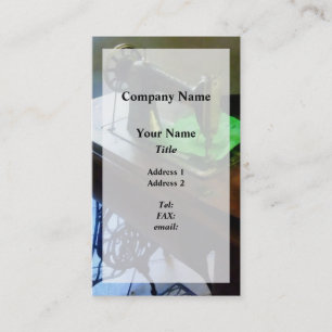 Nähmaschine mit grünem Tuch Visitenkarte