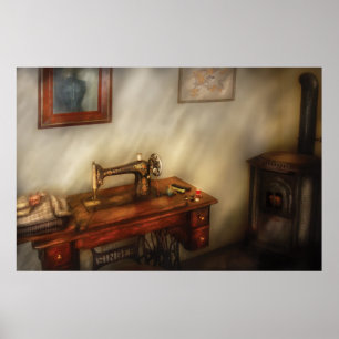 Nähmaschine - Nähen in einem gemütlichen Zimmer Poster
