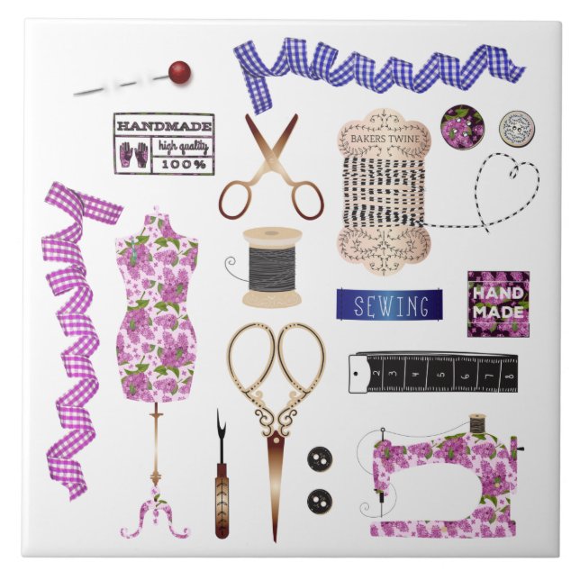 Nähmaschine Nahtstich Fliese (Vorderseite)