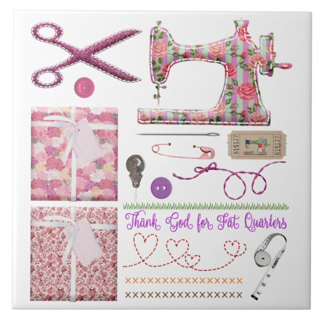 Nähmaschine Nahtstich Fliese (Vorderseite)