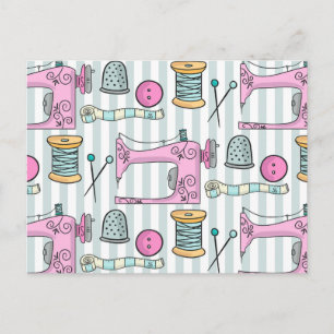 Nähmaschine - Pink Crafts Nähen Postkarte