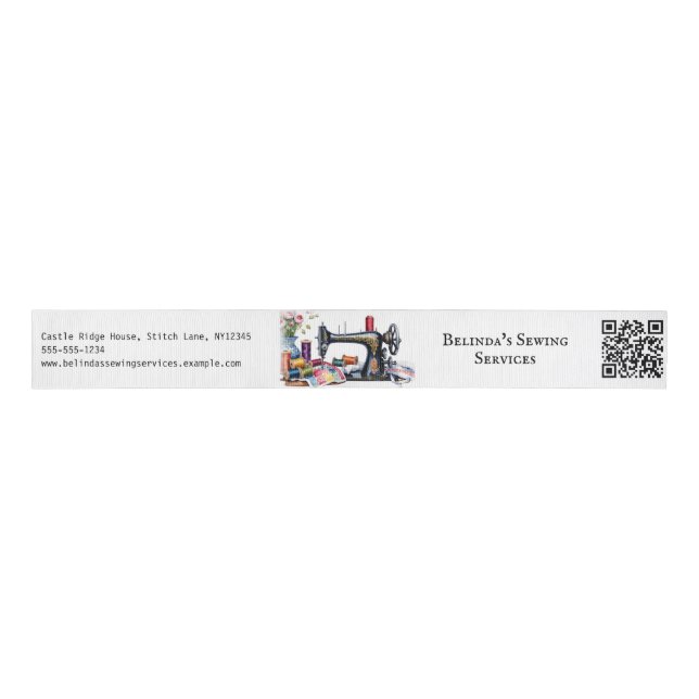 Nähmaschine QR Code Kleinunternehmen Ripsband (Vorderseite)