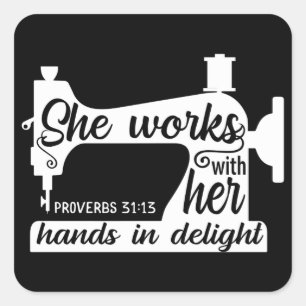 Nähmaschine quiltiert den Glauben Jesus Gott Quadratischer Aufkleber