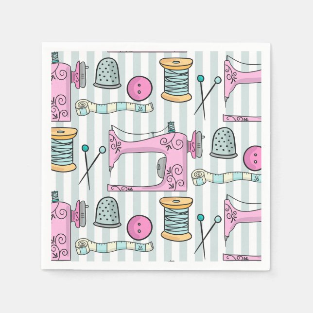 Nähmaschine - rosa Handarbeit nähen Serviette (Vorderseite)