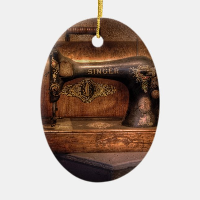 Nähmaschine - Sänger Keramik Ornament (Vorne)