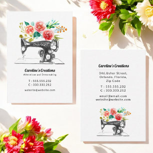 Nähmaschine Schwarz-weiß Red Seamstress Visitenkarte