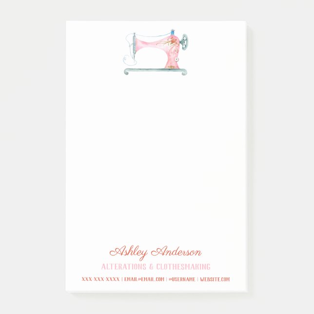 Nähmaschine Seamstress Wasserfarbe Nachhinweise Post-it Klebezettel (Vorderseite)