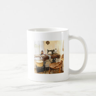 Nähmaschine und Fadenkarussell Kaffeetasse