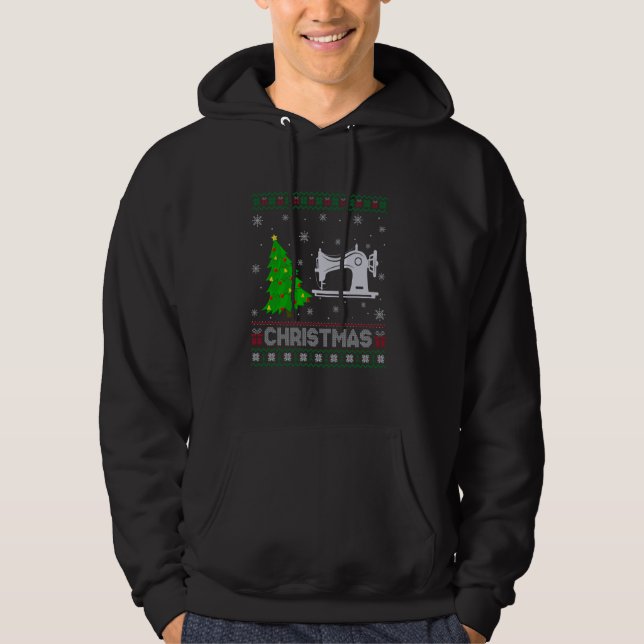 Nähmaschine Xmas Tree Lighting Ugly Weihnachten Hoodie (Vorderseite)