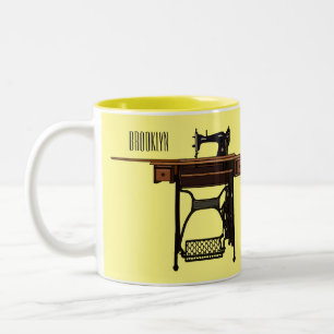 Nähmaschinen-Cartoon-Illustration Zweifarbige Tasse