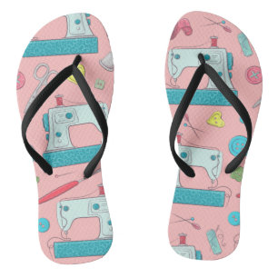 Nähmaschinenschere Naht am Ripper rosa Flip Flops
