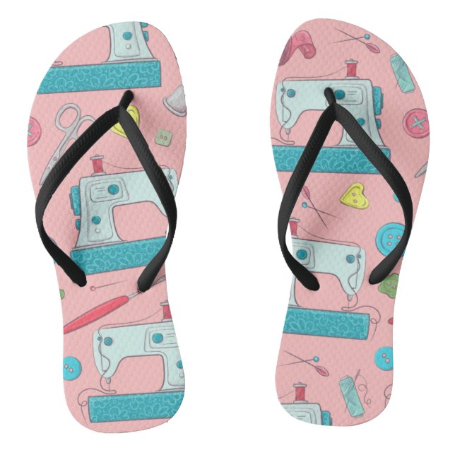 Nähmaschinenschere Naht am Ripper rosa Flip Flops (Fußbett)