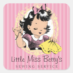 Nähmaske für Mädchen Quadratischer Aufkleber