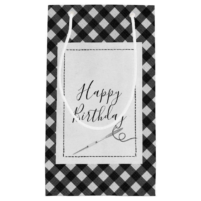 Nähnadel Birthday Gingham Kleine Geschenktüte (Vorderseite)