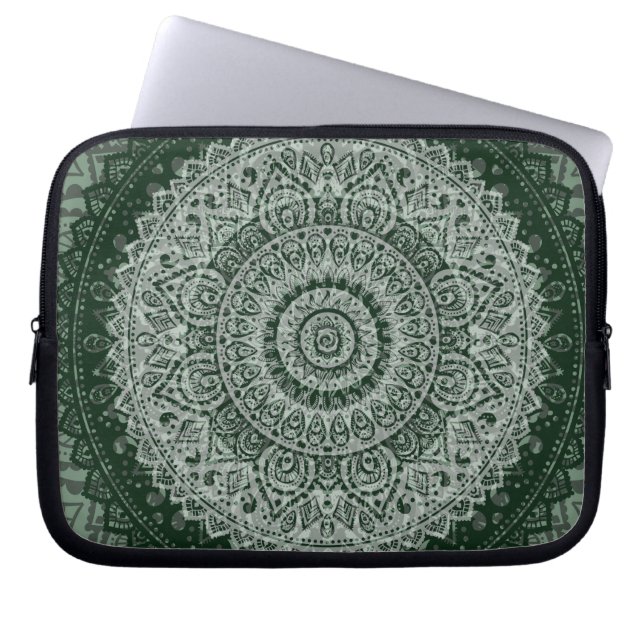 Nahöstliche grüne Hippiemuster-Laptophülse Laptopschutzhülle (Vorderseite)