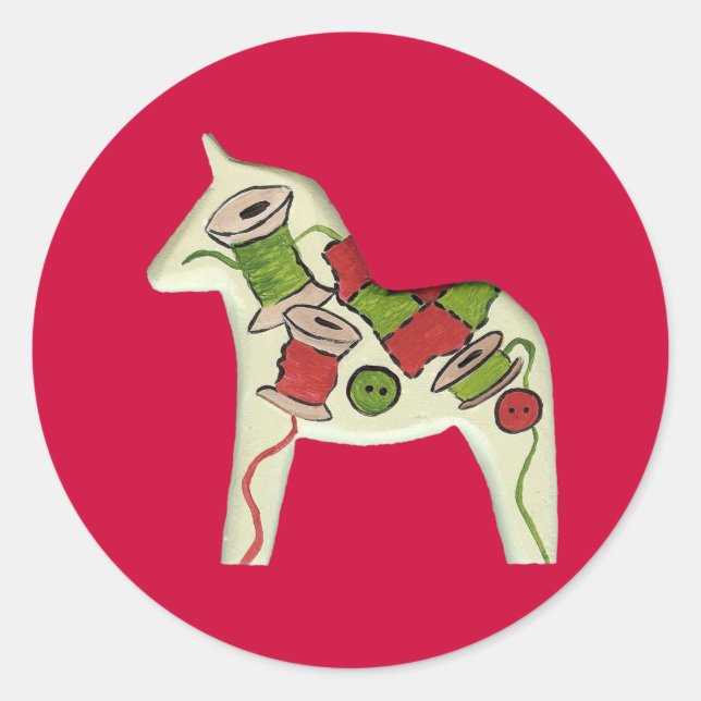 Nähpferd Runder Aufkleber (Vorderseite)
