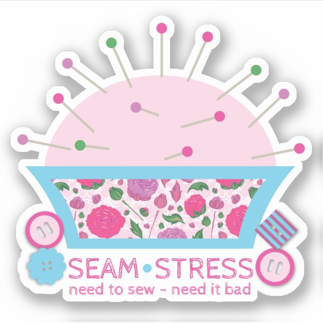 Nähpolster, Funny nahtlos, Stepppolster Aufkleber (Vorderseite)