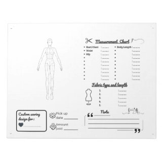 Nähprojektplaner und Messüberwacher Notizblock